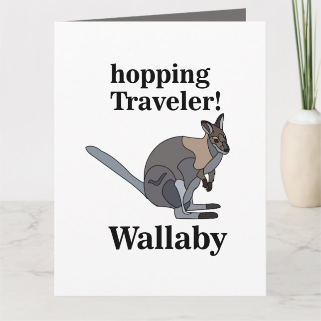 Wallaby Animal Hopping Traveler Wildlife Funny Card (Front)