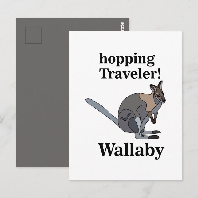 Wallaby Animal Hopping Traveler Wildlife Funny Postcard (Front/Back)