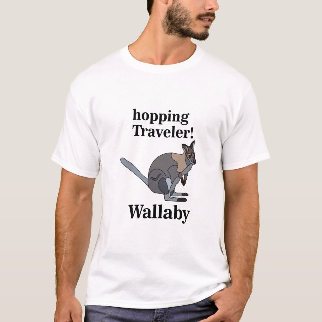 Wallaby Animal Hopping Traveler Wildlife Funny T-Shirt (Front)