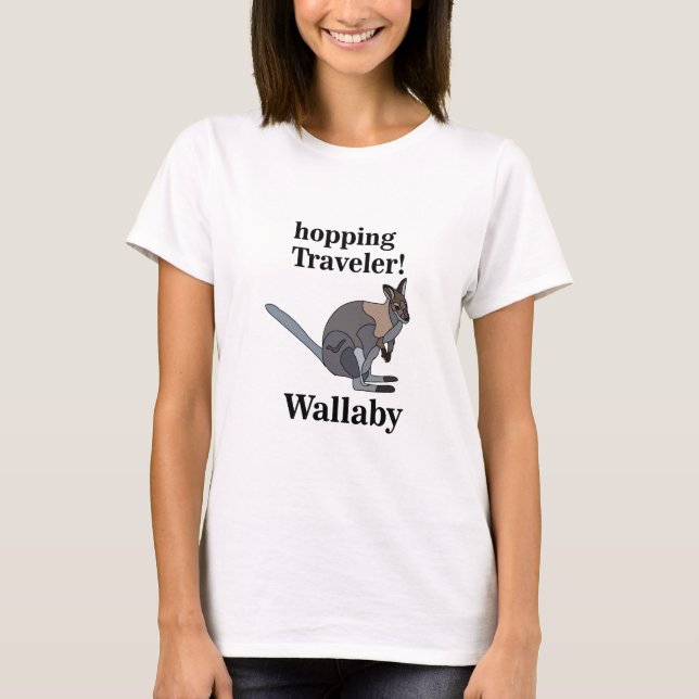 Wallaby Animal Hopping Traveler Wildlife Funny T-Shirt (Front)