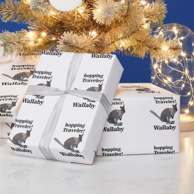 Wallaby Animal Hopping Traveler Wildlife Funny Wrapping Paper (Holidays)