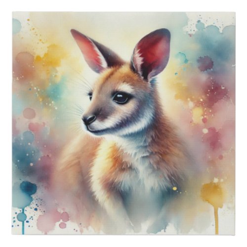 Wallaby in Watercolor 050724AREF122 _ Watercolor Faux Canvas Print
