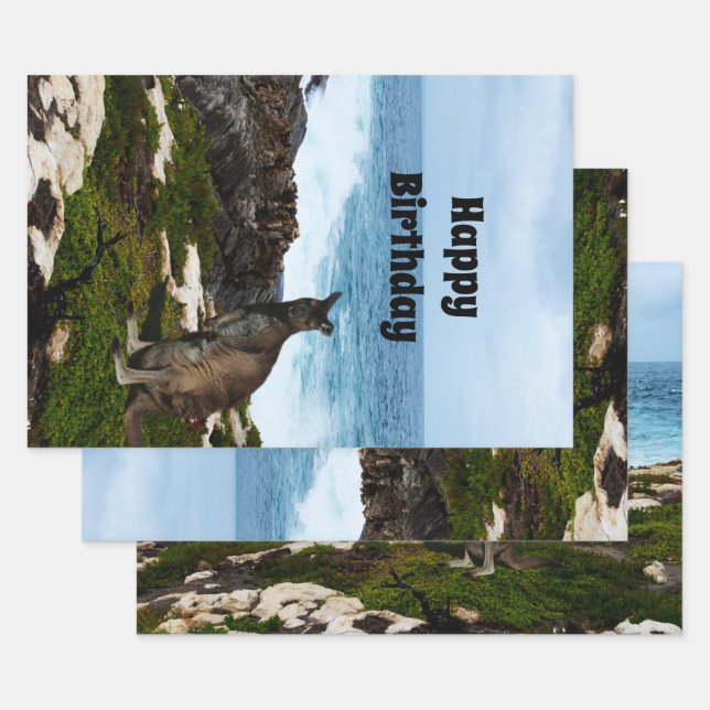 Wallaby On Seaside Rocks, Gift Wrap Sheets (Set)