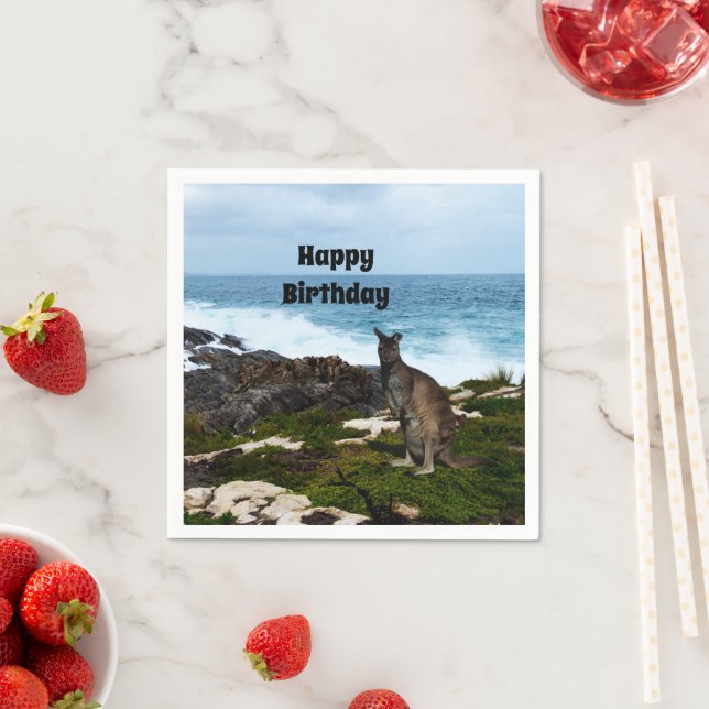 Wallaby On Seaside Rocks, Paper Napkins (Insitu)