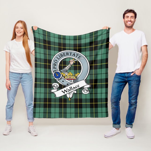 Wallace Ancient Clan Badge Tartan Plaid Fleece Blanket (In Situ)