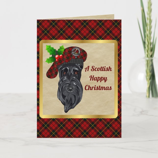 Wallace Badge & Tartan Personalized Xmas Card (Front)