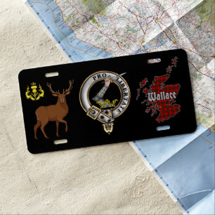 Wallace Badge/Tartan & Stag License Plate
