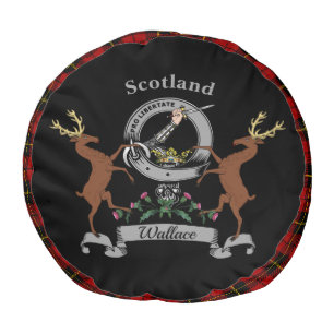 Wallace Badge Tartan & Stags Personalized Pouf
