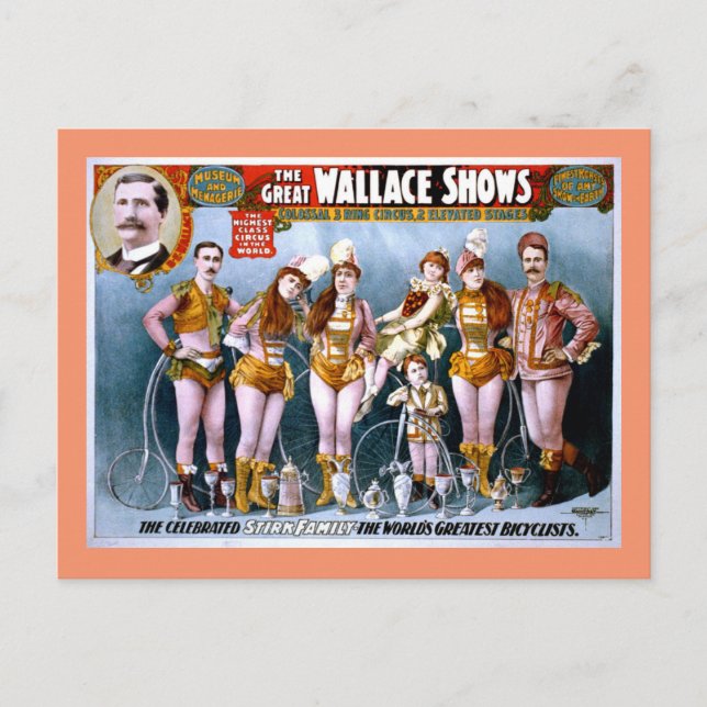 Wallace Circus Show Vintage Poster Postcard (Front)