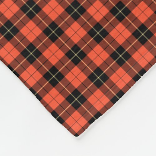 Wallace Clan Ancient Tartan Coral and Black Plaid Fleece Blanket