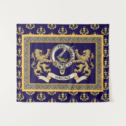 Wallace Clan Badge Personalized Blue Tapestry
