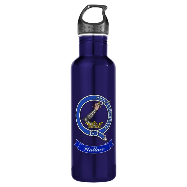 Wallace Clan Badge Personalized Stainless Steel Water Bottle (Front)
