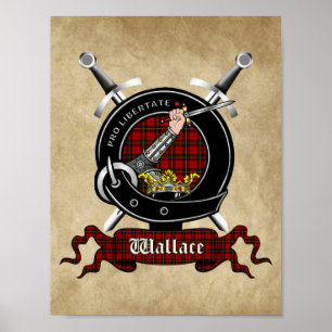 Wallace Clan Badge & Tartan 8.5x11 Poster