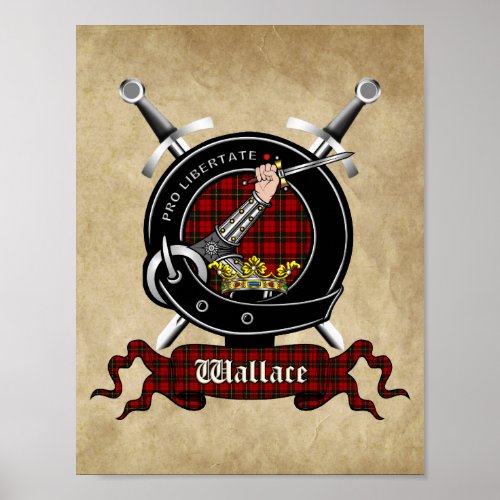 Wallace Clan Badge  Tartan 85x11 Poster