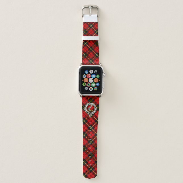 Wallace Clan Badge & Tartan Apple Watch Band (Front)