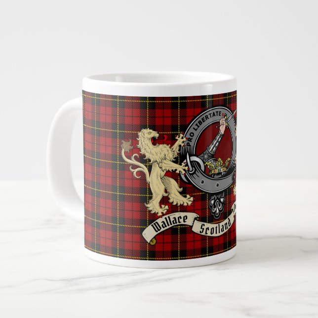 Wallace Clan Badge & Tartan Giant Coffee Mug (Front Left)