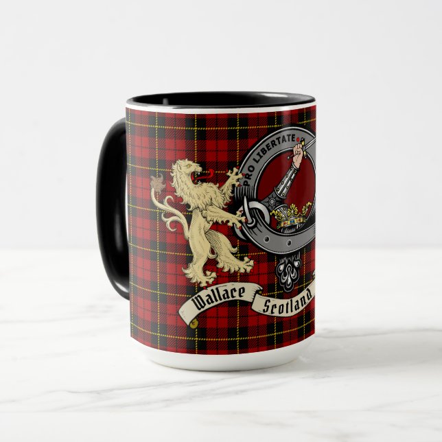 Wallace Clan Badge & Tartan  Mug (Front Left)