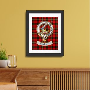 Wallace Clan Badge & Tartan Personalized Framed Art