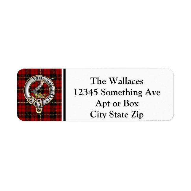 Wallace Clan Badge & Tartan Personalized Labels (Front)