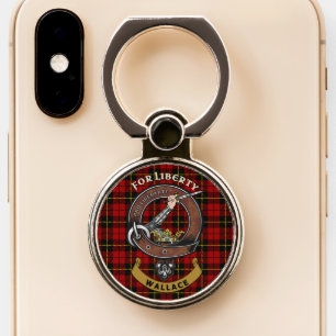 Wallace Clan Badge & Tartan Phone Ring Stand
