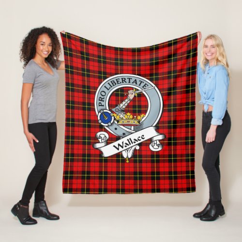 Wallace Clan Badge Tartan Plaid Fleece Blanket