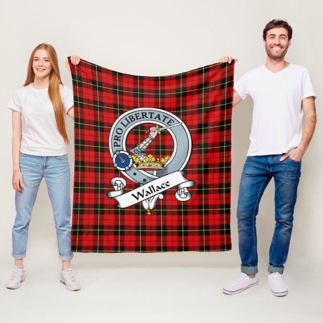 Wallace Clan Badge Tartan Plaid Fleece Blanket (In Situ)