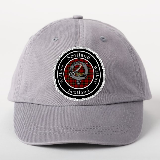 Wallace Clan Badge & Tartan Round Patch (On Headwear)