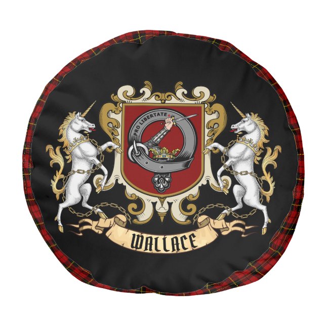 Wallace Clan Badge & Tartan  Round Pouf (Top)