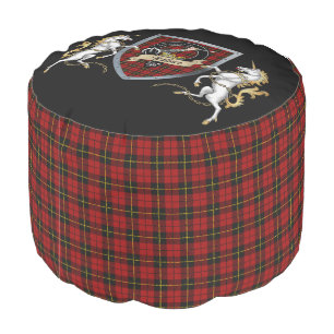 Wallace Clan Badge & Tartan Round Pouf