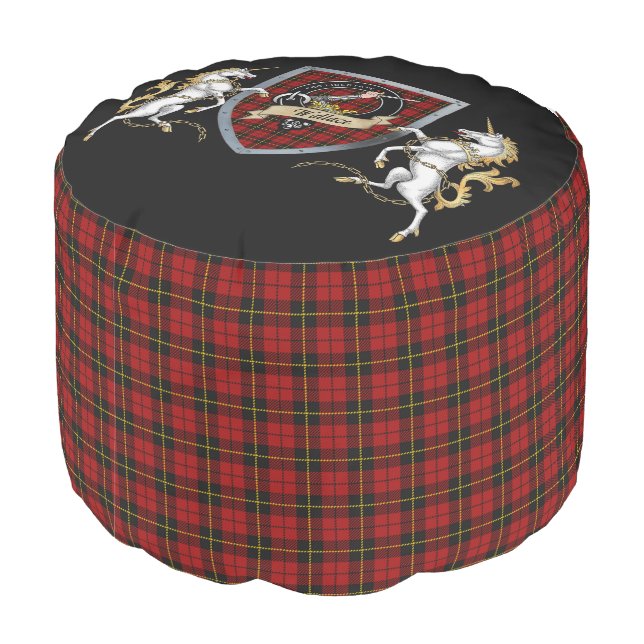 Wallace Clan Badge & Tartan  Round Pouf (Angled Back)