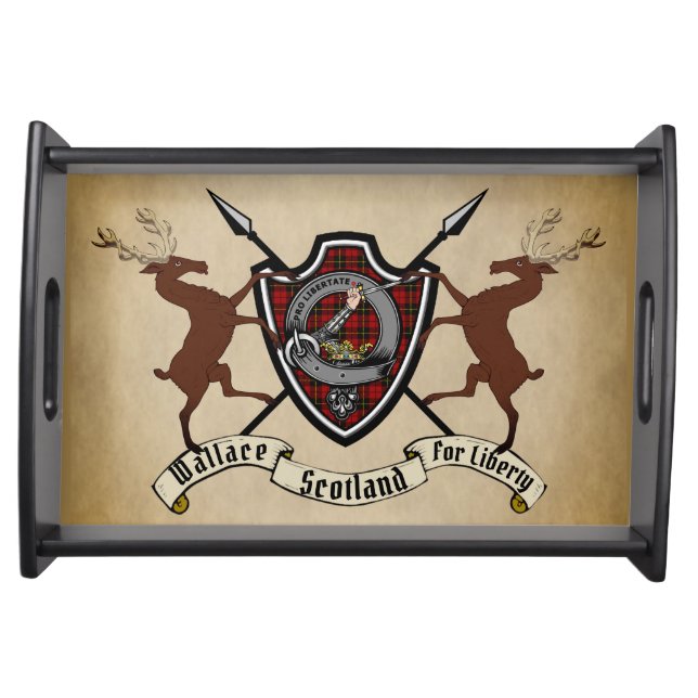 Wallace Clan Badge & Tartan Serving Tray (Front)