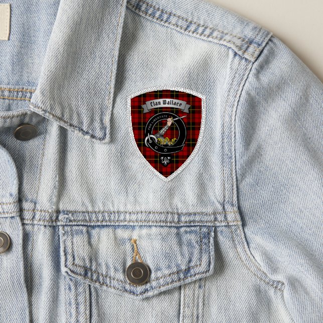 Wallace Clan Badge & Tartan Shield Patch (On Jacket)