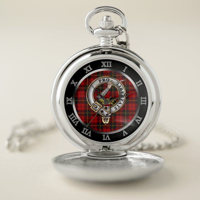 Wallace Clan Badge & Tartan Silver Pocket Watch (Inside)