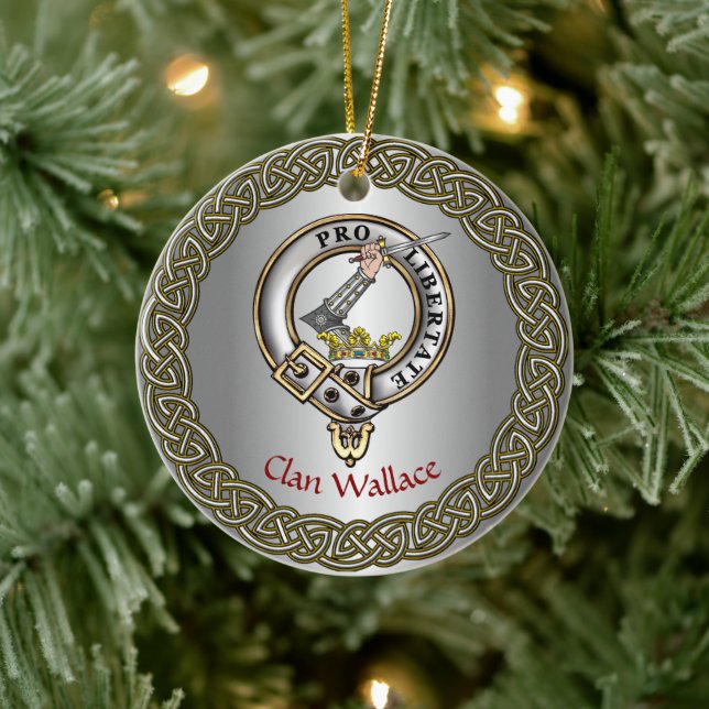 Wallace Clan Badge/Tartan Thistle Personalized Ceramic Ornament (Tree)