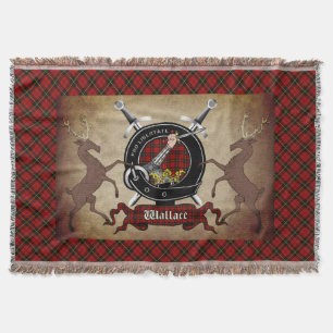 Wallace Clan Badge & Tartan Throw Blanket