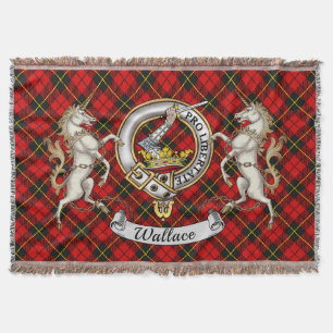 Wallace Clan Badge & Tartan Throw Blanket
