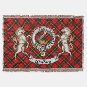 Wallace Clan Badge & Tartan Throw Blanket