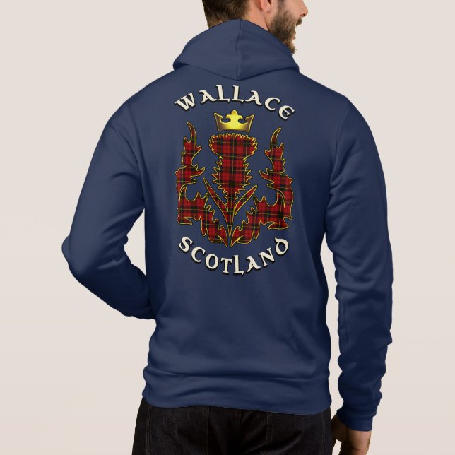 Wallace Clan Badge & Tartan w/Motto Hoodie (Back)