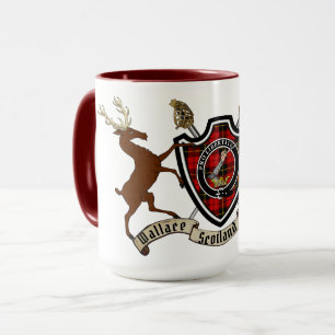 Wallace Clan Badge & Tartan w/Stags Mug