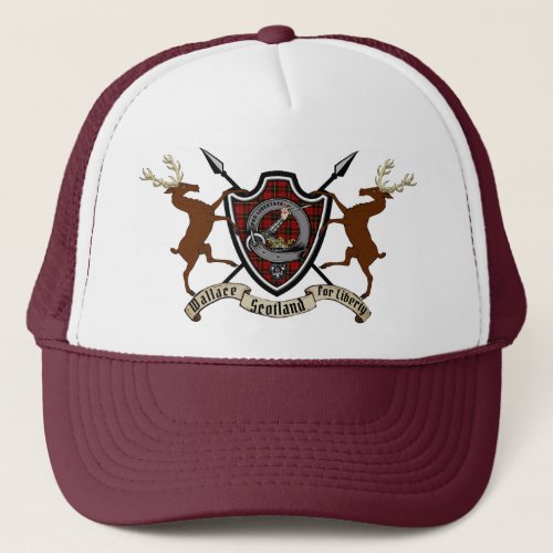 Wallace Clan Badge  Tartan wStags Trucker Hat