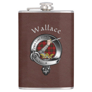 Wallace Clan Badge w/Brown Faux Leather Flask