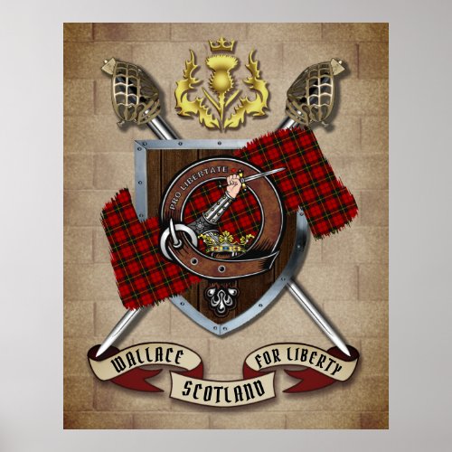 Wallace Clan Badge WCrossed Swords   Poster