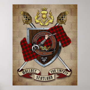 Wallace Clan Badge W/Crossed Swords Poster