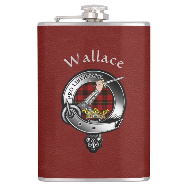 Wallace Clan Badge w/Red Faux Leather Flask (Front)