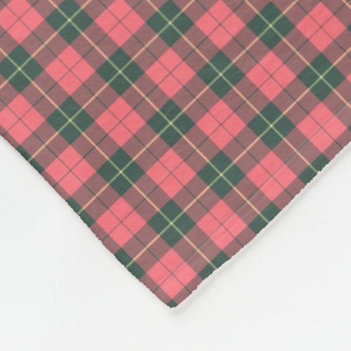 Wallace Clan Pink and Green Reproduction Tartan Fleece Blanket