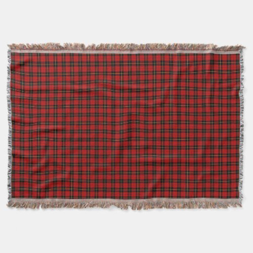 Wallace Clan Red and Black Scottish Tartan Throw Blanket
