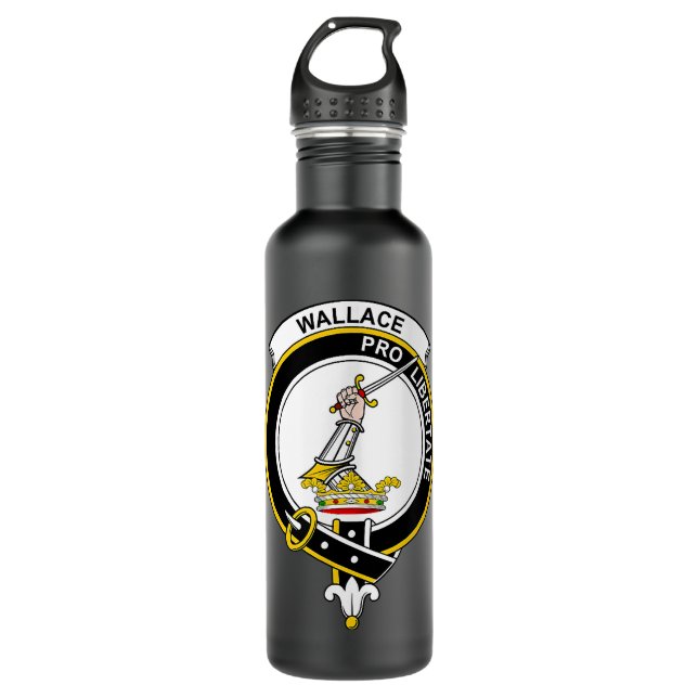 Wallace Coat of Arms  Family Crest  Stainless Steel Water Bottle (Front)