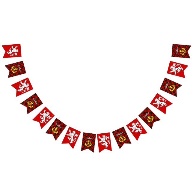 Wallace Coat of Arms Shield & Tartan  Bunting Flags (All)