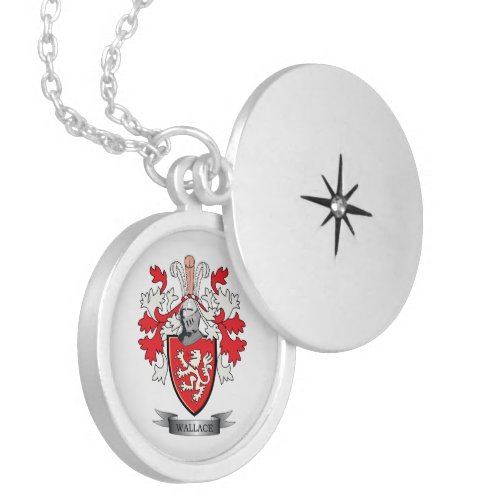 Wallace Family Crest Coat of Arms Locket Necklace