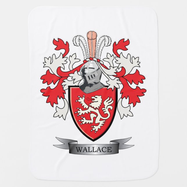 Wallace Family Crest Coat of Arms Receiving Blanket (Front)